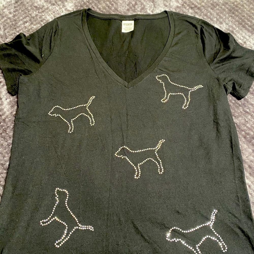 VS Pink tee with bling stones